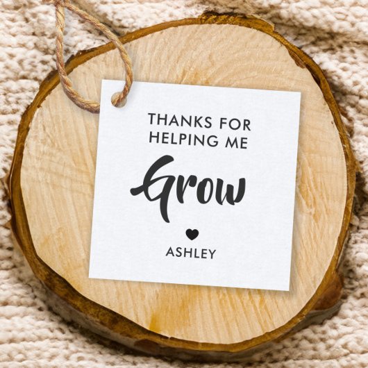 Bedankt voor Helping Me Grow Gift Label, Kraft Bedankjes Labels