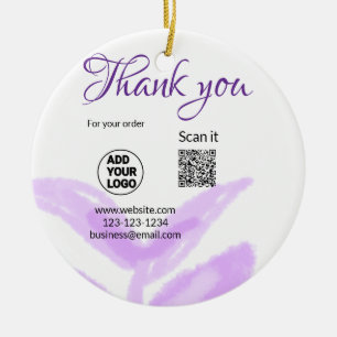 Bedankt voor het bestellen van scan QR paarse blad Keramisch Ornament