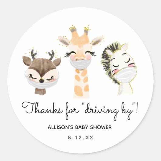 Bedankt voor het besturen van dieren in een masker ronde sticker (Voorkant)