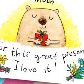 Bedankt voor het briefkaart van Nicole Janes