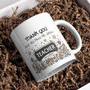 Bedankt voor het helpen groeien bloemenleraar koffiemok
