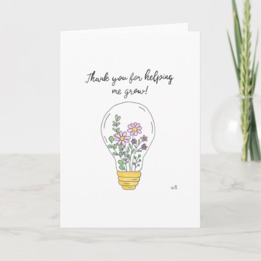 Bedankt voor het helpen groeien Lightbulb Kaart (Voorkant)