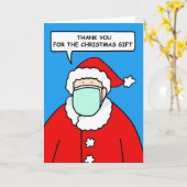 Bedankt voor het kerstcadeau Santa in Facemask Kaart (Gele Bloem)