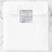 Bedankt voor het komen Evenement Zilveren Glans V Vierkante Sticker (Tas)