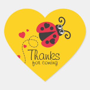 Bedankt voor het komen lieveheersbeestje meisjes s hart sticker