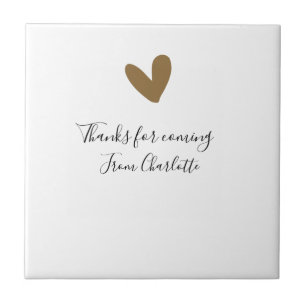 bedankt voor het komen naam sms gouden hart tegeltje