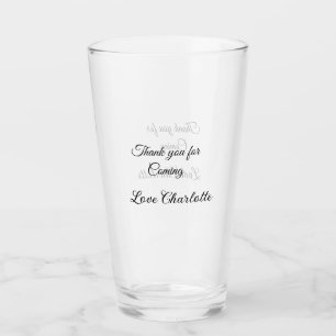 bedankt voor het komen naam toevoegen tekstbericht glas