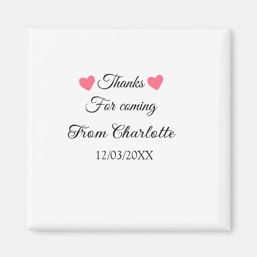 bedankt voor het komen naam toevoegen tekstbericht magneet (Voorkant)