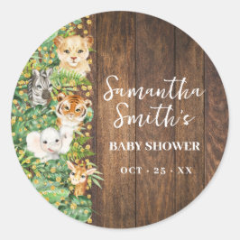 Bedankt voor het komen Safari Rustic Baby shower Ronde Sticker