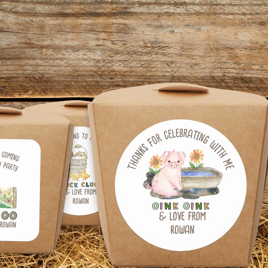 Bedankt voor het komen schattig varken Boerderij V Ronde Sticker