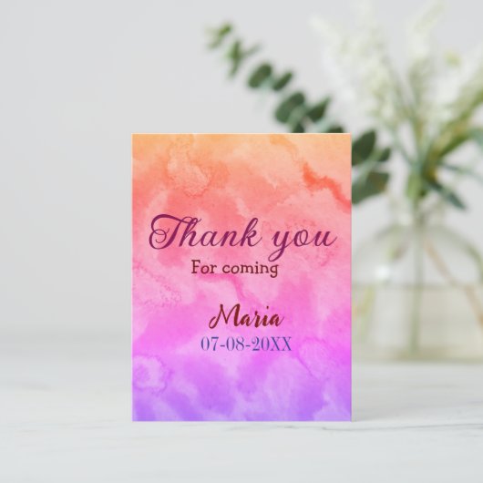 Bedankt voor het komen verjaardagsfeest naam datum briefkaart (Staand voorkant)