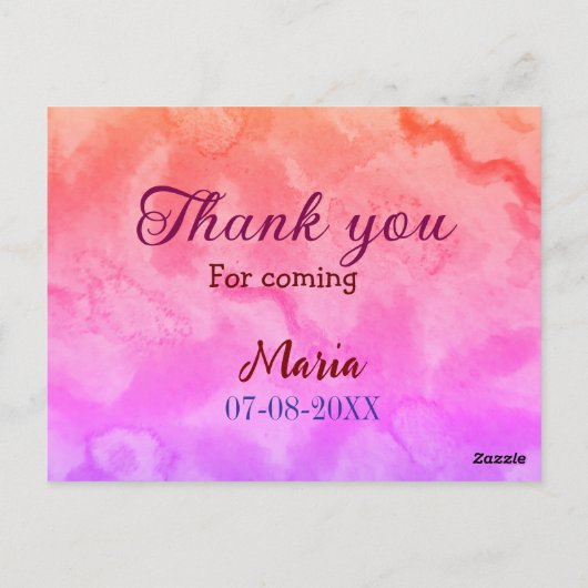 Bedankt voor het komen verjaardagsfeest naam datum briefkaart (Achterkant)