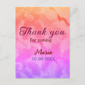 Bedankt voor het komen verjaardagsfeest naam datum briefkaart (Voorkant)