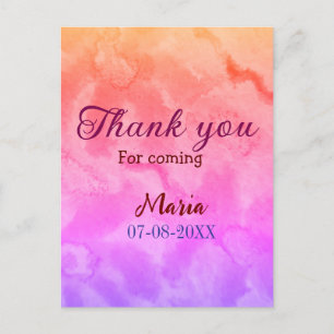 Bedankt voor het komen verjaardagsfeestje en naamd briefkaart