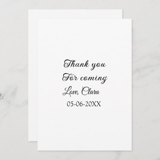 bedankt voor het komen voeg naam toe tekstbericht kaart (Voorkant / Achterkant)