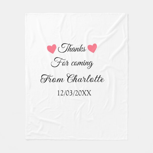 bedankt voor het komen voegen naamtekstbericht toe fleece deken (Voorkant)