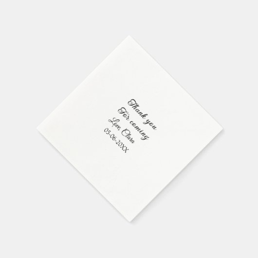 bedankt voor het komen voegen naamtekstbericht toe servet (Hoek)