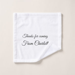 bedankt voor het komen voegen naamtekstbericht toe washandje