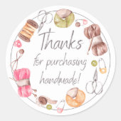 Bedankt voor het kopen van handgemaakte ronde sticker (Voorkant)