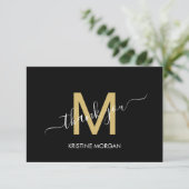 Bedankt voor het monogramscript zwart goud (Staand voorkant)