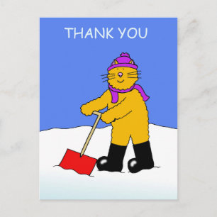 Bedankt voor het opruimen van sneeuw Cartoon Cat Briefkaart