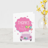 Bedankt voor het rijden met een roze auto kaart (Gele Bloem)