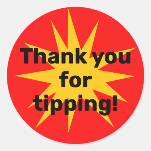 Bedankt voor het tippen! Starburst Stickers (Voorkant)