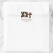 Bedankt voor het vieren van mijn eerste communie vierkante sticker (Tas)