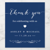 Bedankt voor het vieren van Navy Blue bruiloft gun Wijn Etiket (Enkel label)