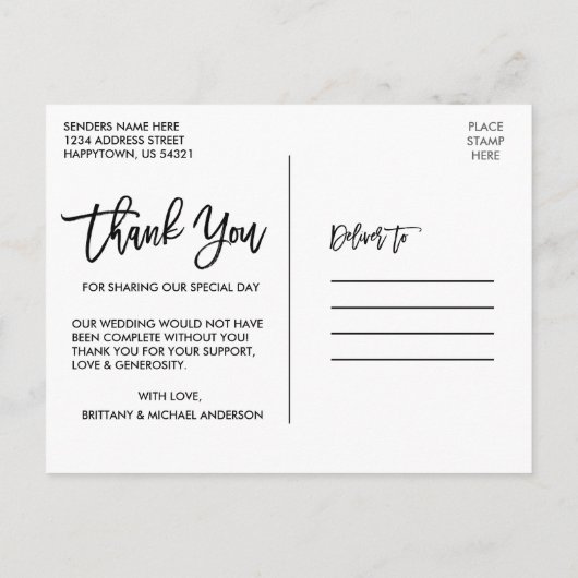 Bedankt voor het weduwschap Moderne penseelliefheb Briefkaart (Achterkant)