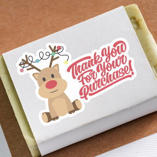 Bedankt voor het winkelen kleine rendier kerst sticker