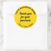 Bedankt voor je aankoop op geel ronde sticker (Tas)