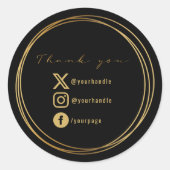 Bedankt voor je aankoop, zwart en goud ronde sticker (Voorkant)