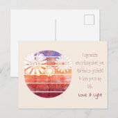 Bedankt voor je bericht met bloemen en zonsonderga briefkaart (Voorkant / Achterkant)