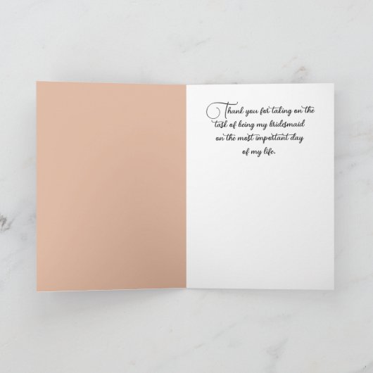 Bedankt voor je Bridesmaid Kaart (Binnen)