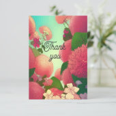 Bedankt voor je kaartje bloemen roze fuchsia (Staand voorkant)