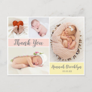 Bedankt voor je kalligrafie 4 Foto Collage Birth A Aankondigingskaart