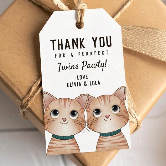 Bedankt voor je komst met leuke tweeling kittens cadeaulabel