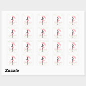 Bedankt voor je komst! Roze Silhouet Baby shower Vierkante Sticker (Vel)