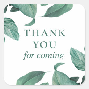 Bedankt voor je komst. Waterverf tropisch groen Vierkante Sticker