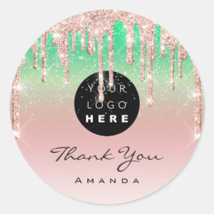 Bedankt voor je naam Makeup Artist Pink Glitter Lo Ronde Sticker