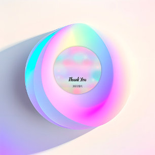Bedankt voor je naam Roze Holograaf Pastels Sweet  Ronde Sticker