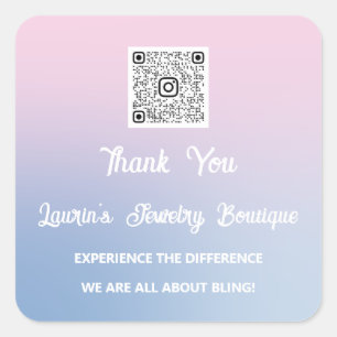 Bedankt voor je Qr-code Online Winkelprogramma's R Vierkante Sticker