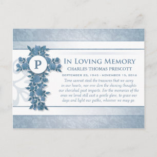 Bedankt voor je sympathie Blue Floral Cross Post K Briefkaart