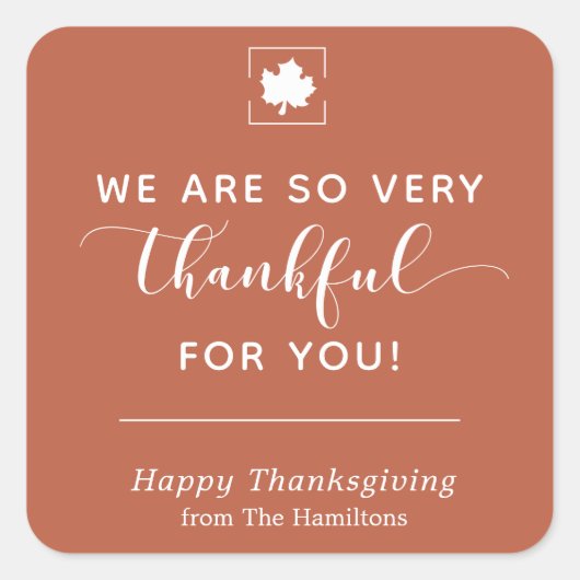 Bedankt voor je Thanksgiving Sticker in Rust (Voorkant)