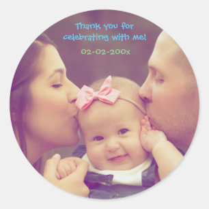 Bedankt voor je verjaardagsfoto ronde sticker