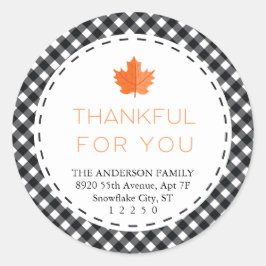 Bedankt voor je |Zwart-witspelige Thanksgiving Ronde Sticker