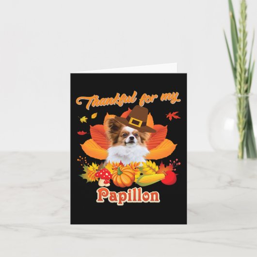 Bedankt voor mijn Papillon Dog Thanksgiving, ik be Kaart (Voorkant)