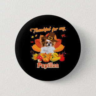 Bedankt voor mijn Papillon Dog Thanksgiving, ik be Ronde Button 5,7 Cm