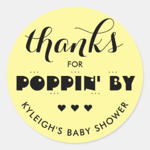Bedankt voor papaver'By Baby shower Popcorn Ronde Sticker